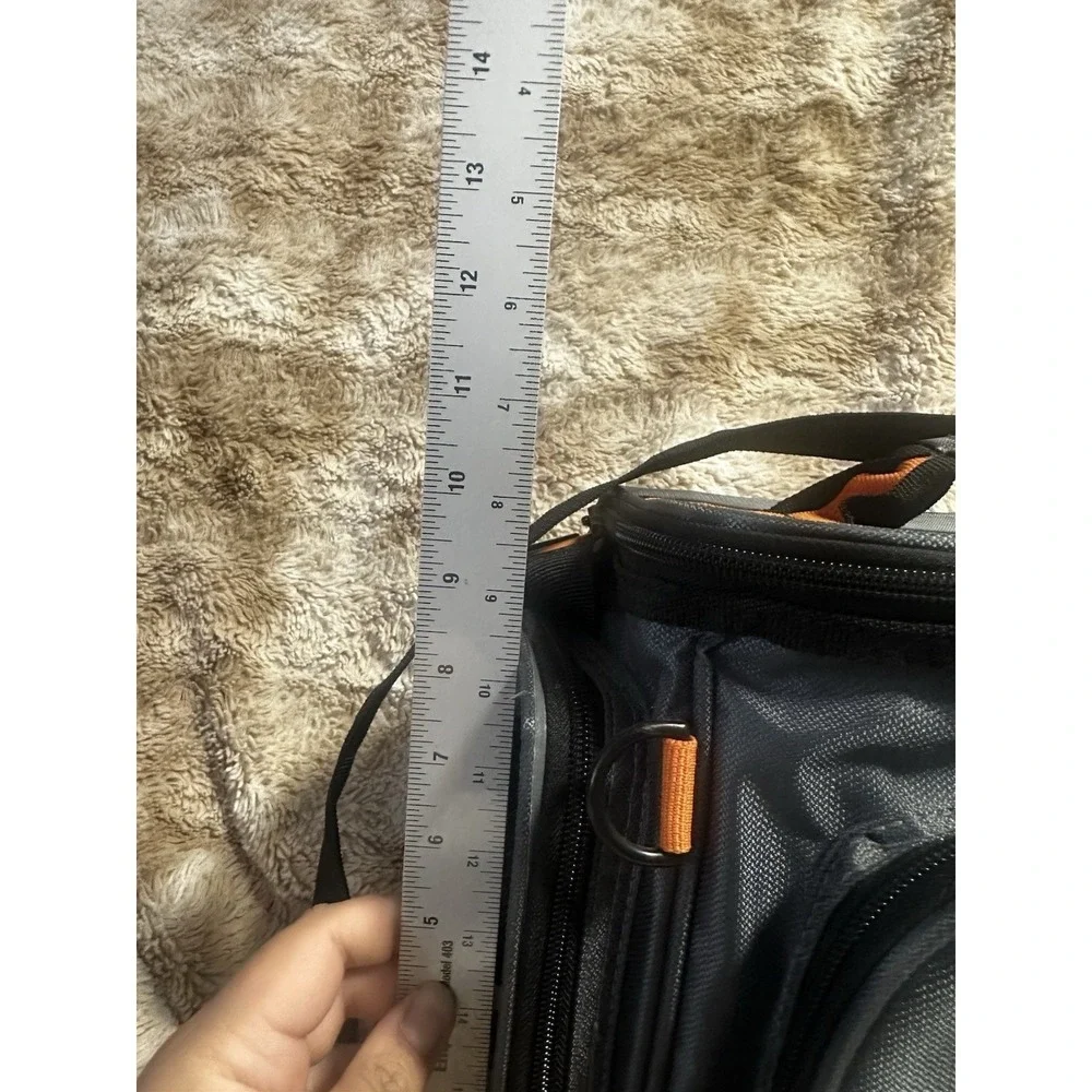 Okeechobee Fats Fishing Tackle Bag Gray Orange Medium Soft Side Shoulder Strap